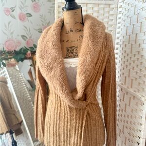 Tan Faux Fur Bohemian Cardigan